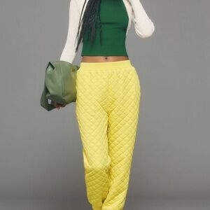 Anthropologie Yellow Quilted Joggers